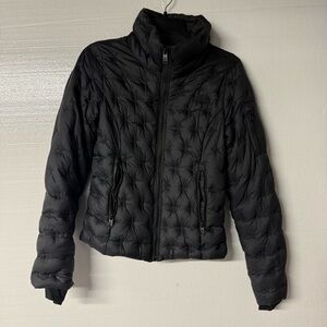 THE NORTH FACE PUFFER JACKET WOMEN XS BLACK FULL ZIP HOLLADOWN CROP 550 DOWN